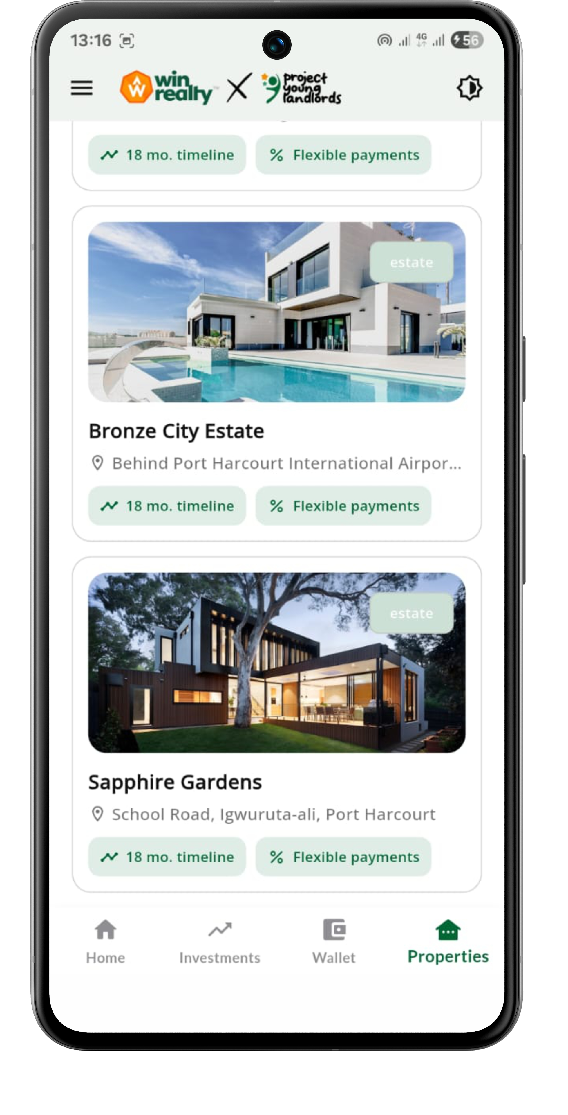 Property portfolio screen